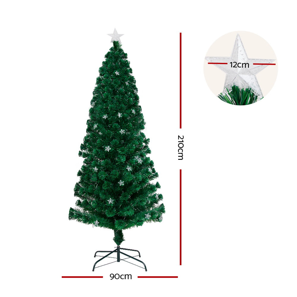 2.1M 7FT LED Christmas Tree Xmas Optic Fibre Multi Colour Lights