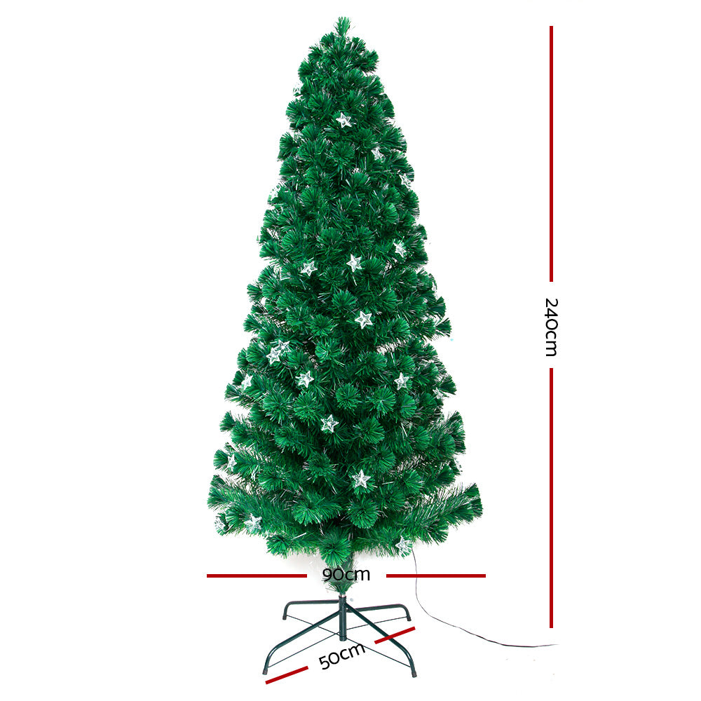 2.4M 8FT LED Christmas Tree Xmas Optic Fibre Multi Colour Lights