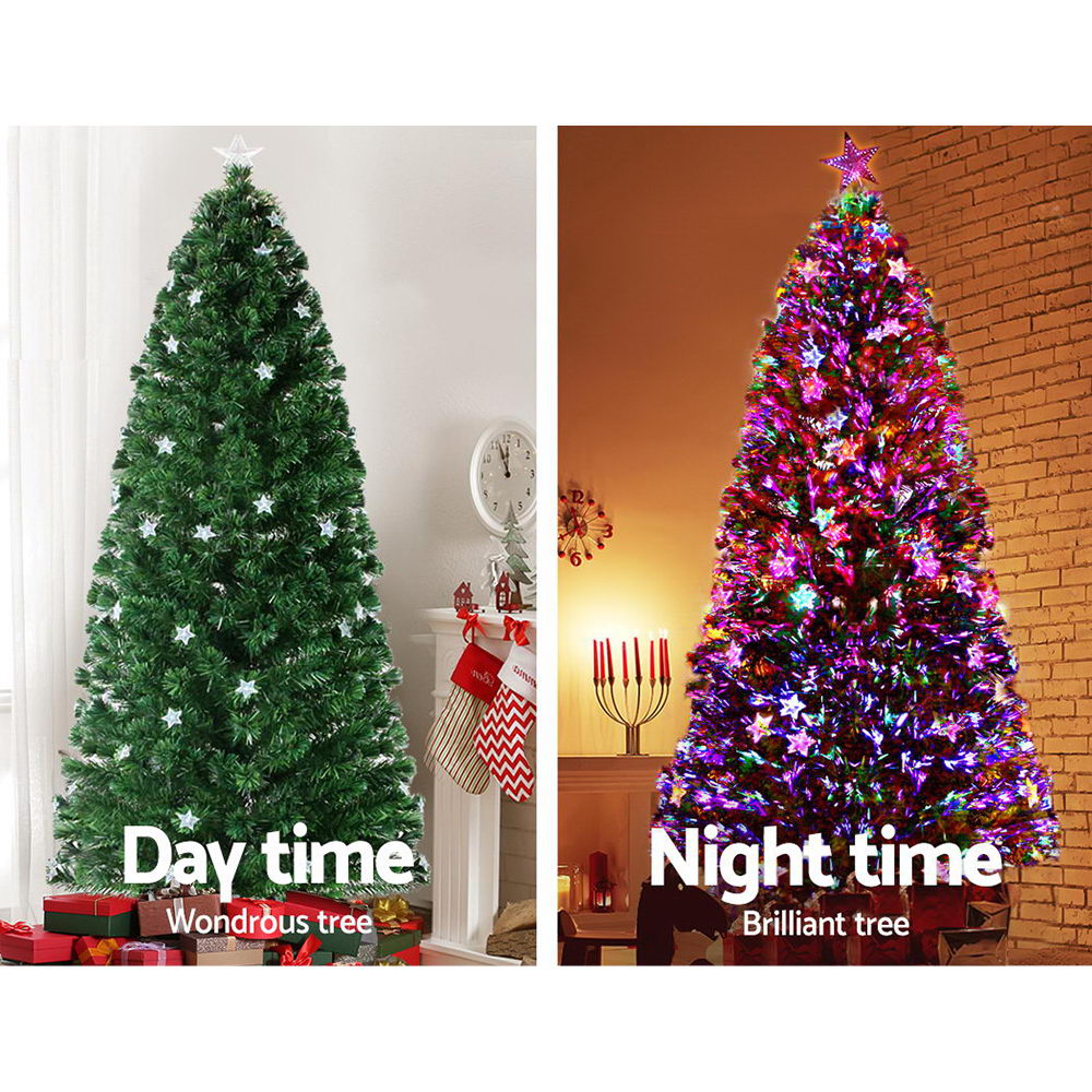 2.4M 8FT LED Christmas Tree Xmas Optic Fibre Multi Colour Lights