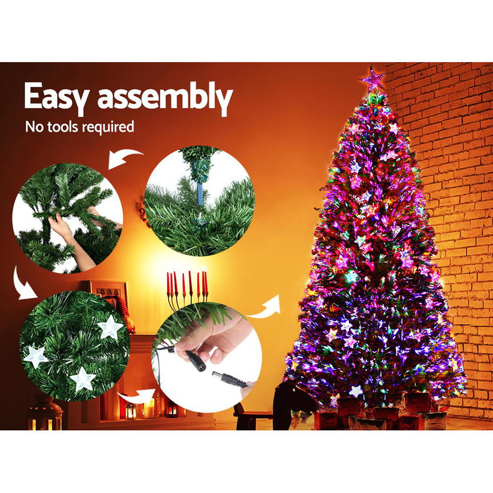 2.4M 8FT LED Christmas Tree Xmas Optic Fibre Multi Colour Lights