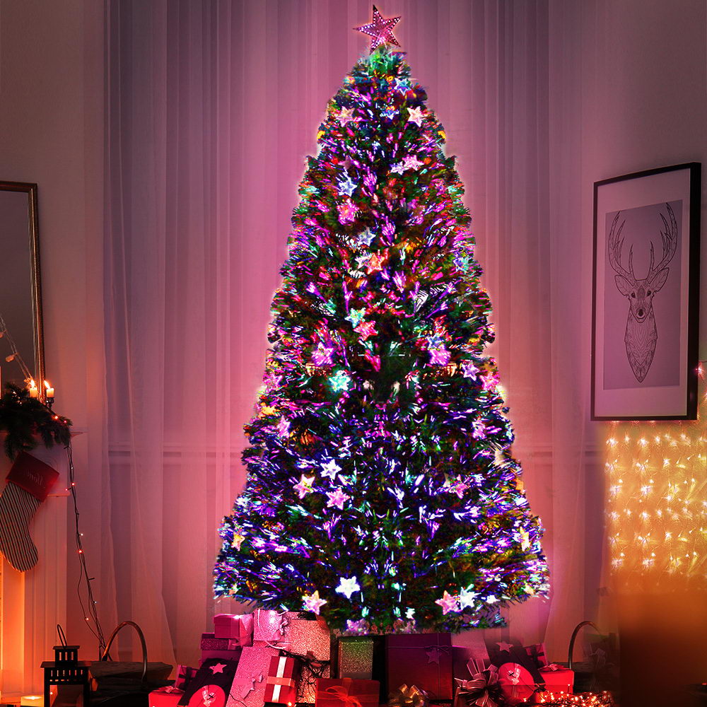 2.4M 8FT LED Christmas Tree Xmas Optic Fibre Multi Colour Lights