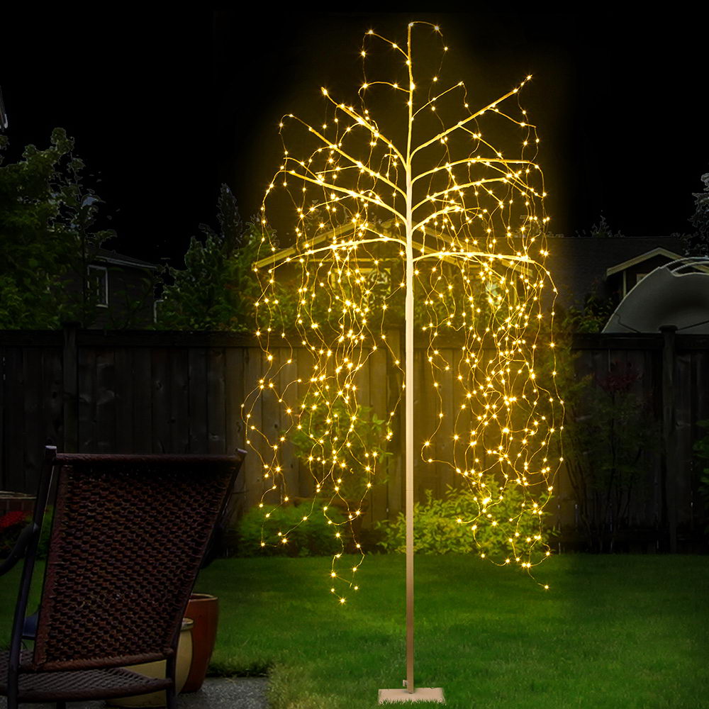 2.1M LED Christmas Willow Tree 600 LED Xmas Warm White Optic Fiber