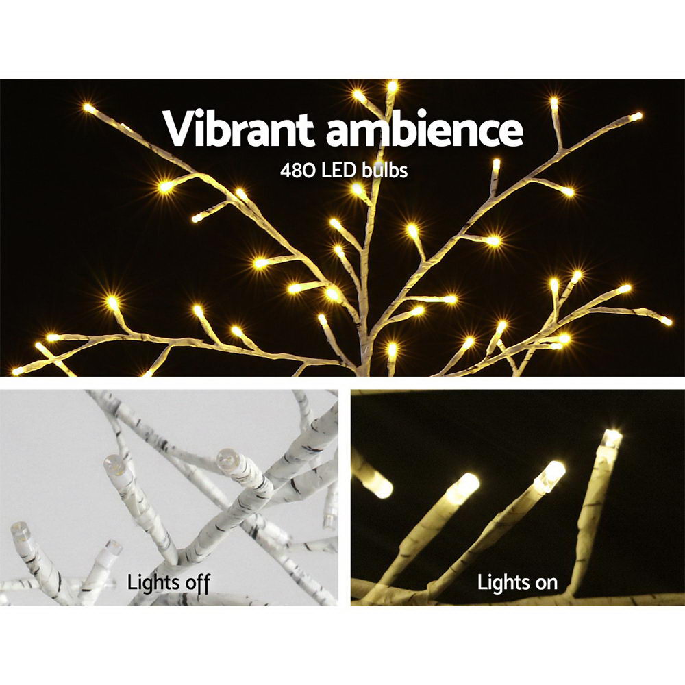 2.1M LED Christmas Branch Tree 480 LED Xmas Warm White Optic Fibre