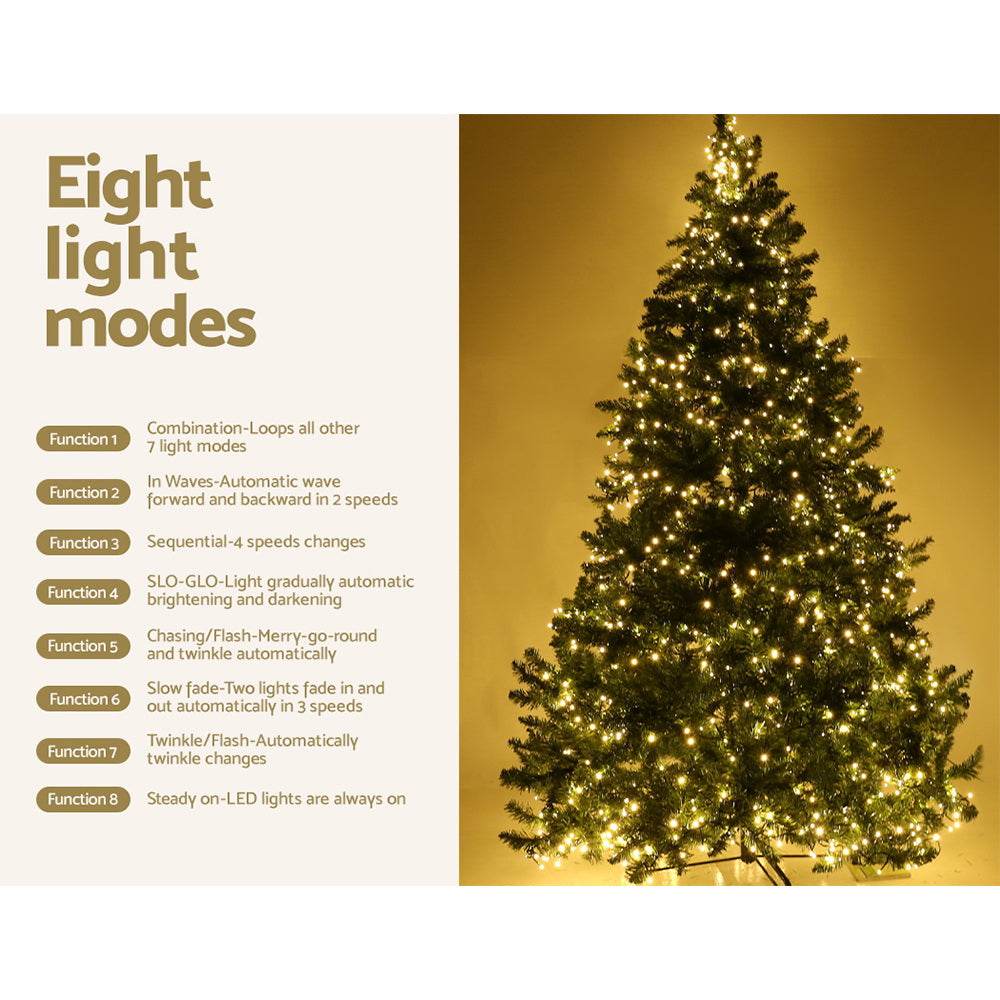 Christmas Tree 2.4M With 1488 LED Lights Warm White Green