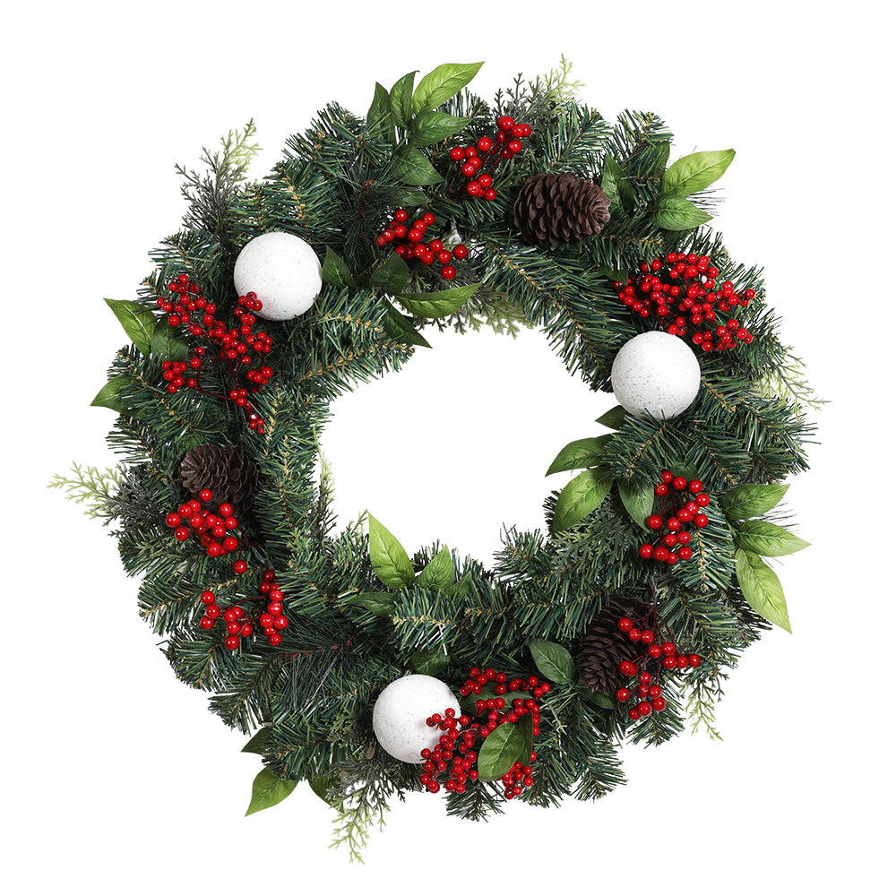 2FT 60CM Christmas Wreath with Decor Xmas Tree Decoration