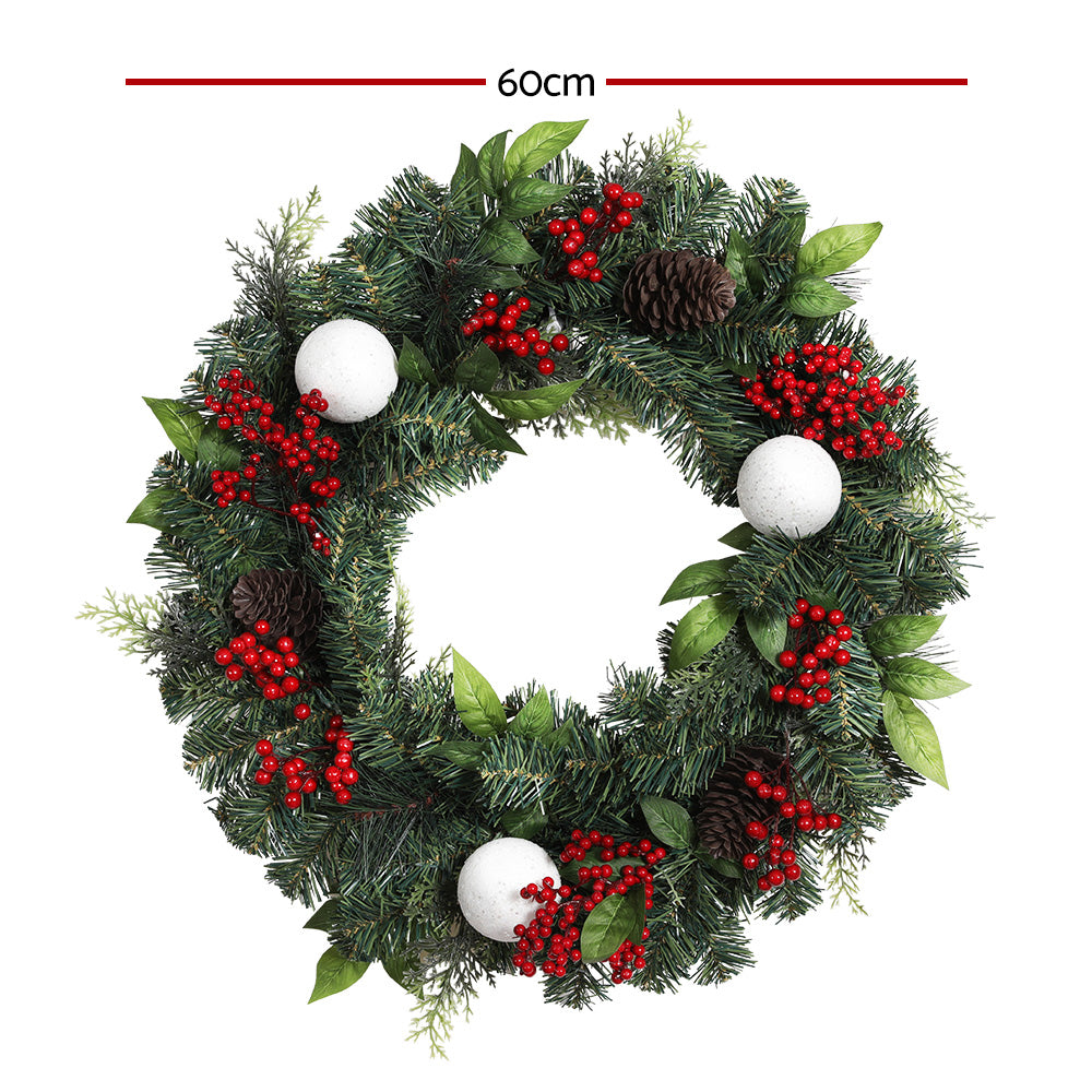 2FT 60CM Christmas Wreath with Decor Xmas Tree Decoration