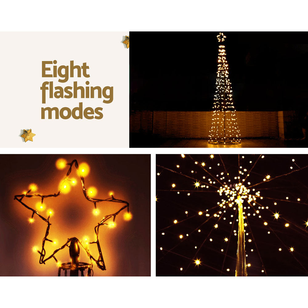 Solar Christmas Tree 3.6M LED Xmas Tree 8 Light Modes Warm White