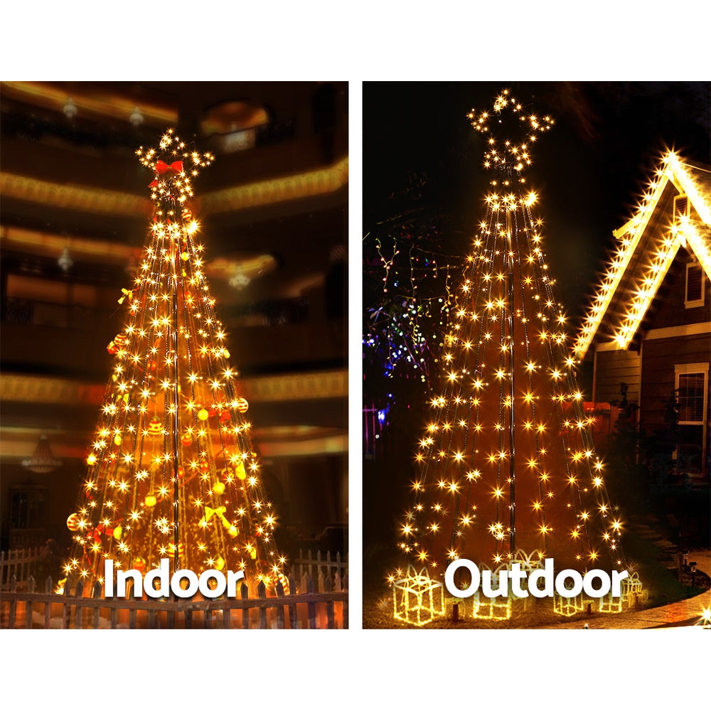 2.1M Christmas Tree LED Lights Solar-powered Xmas Fibre Optic Warm White