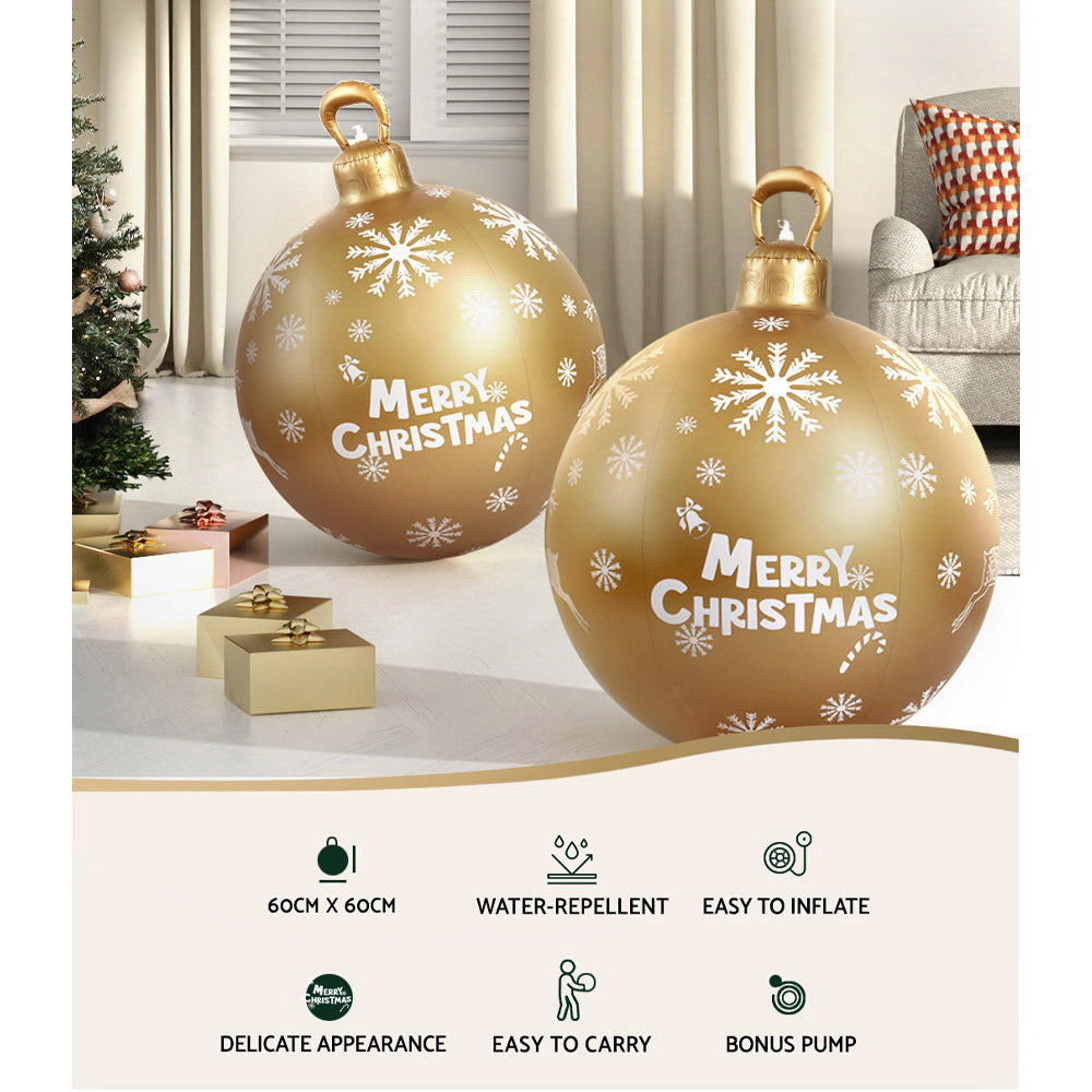 Christmas Inflatable Ball 60cm Decoration Giant Bauble Gold