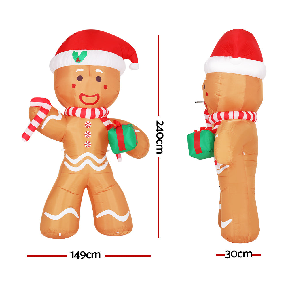 Christmas Inflatable Ginger Bread Man 2.4M Outdoor Decorations Lights