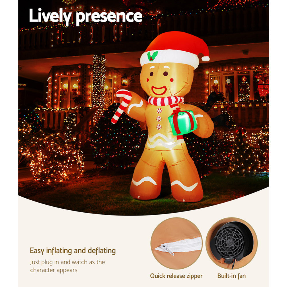 Christmas Inflatable Ginger Bread Man 2.4M Outdoor Decorations Lights