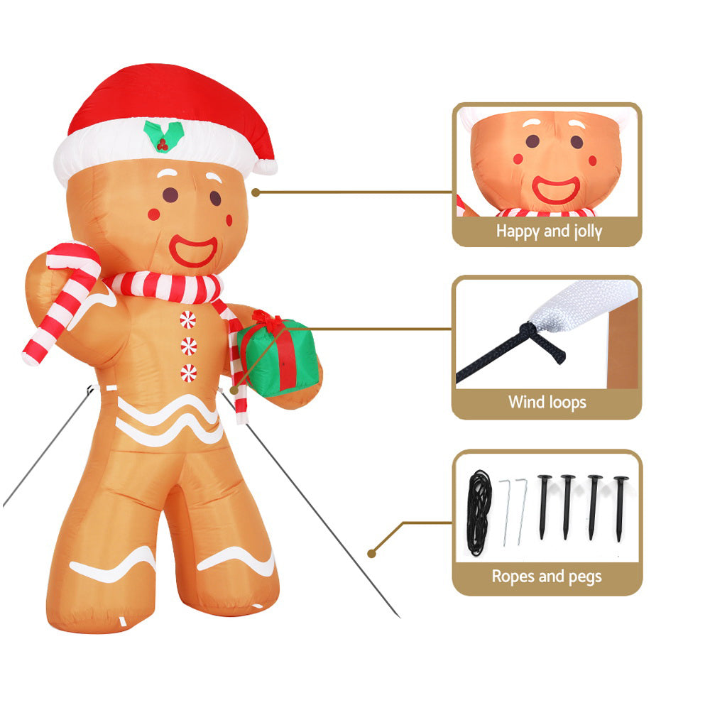 Christmas Inflatable Ginger Bread Man 2.4M Outdoor Decorations Lights