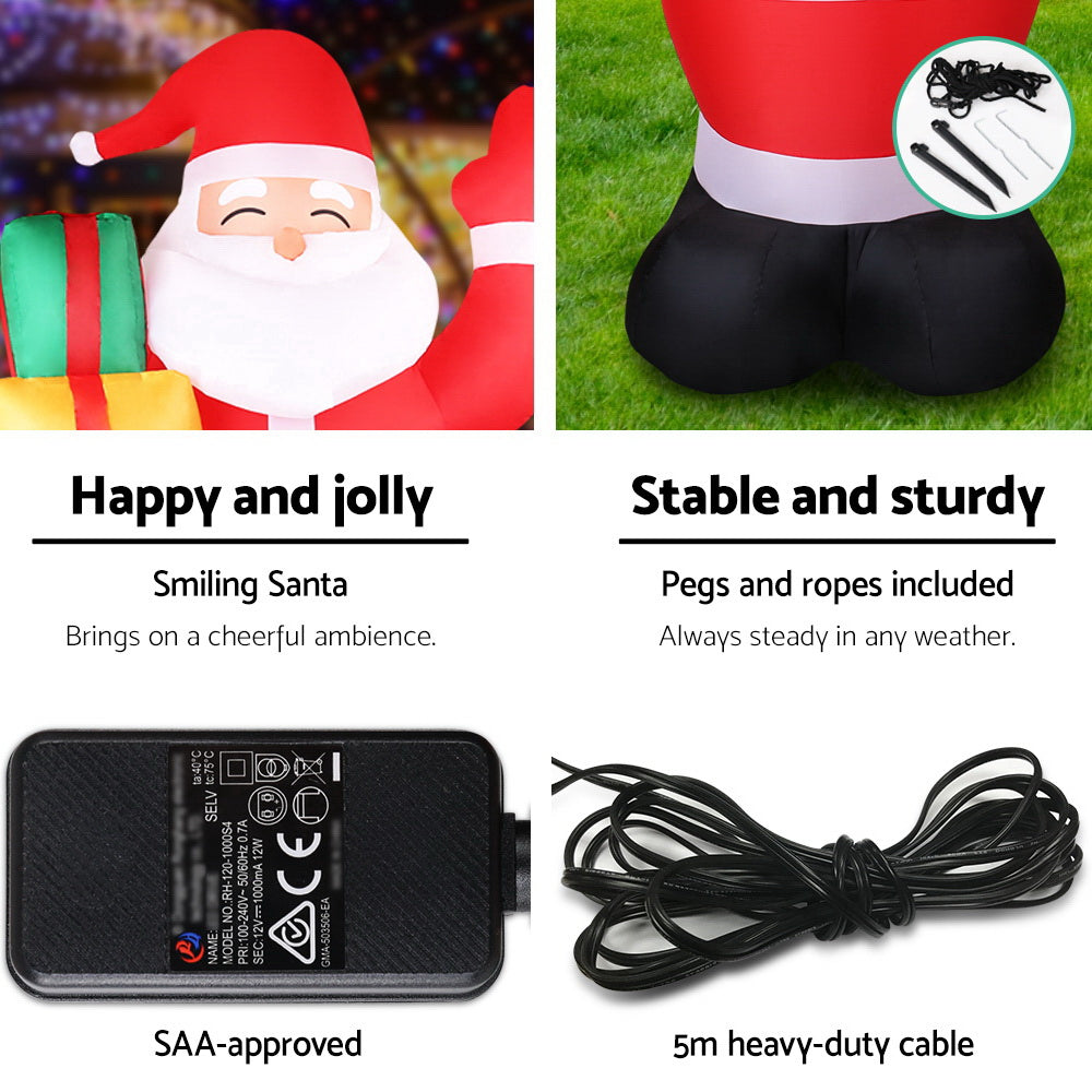 2.4M Christmas Inflatables Santa Xmas Light Decor LED Airpower