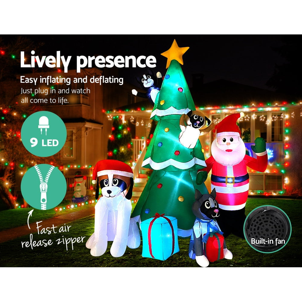 3M Inflatable Christmas Tree Santa Lights Outdoor Decorations