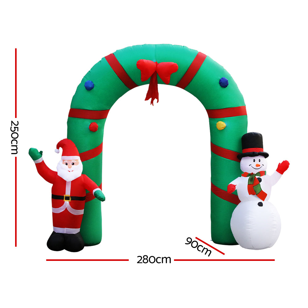 Christmas Inflatable Giant Arch Way 2.8M Santa Snowman Light Decor