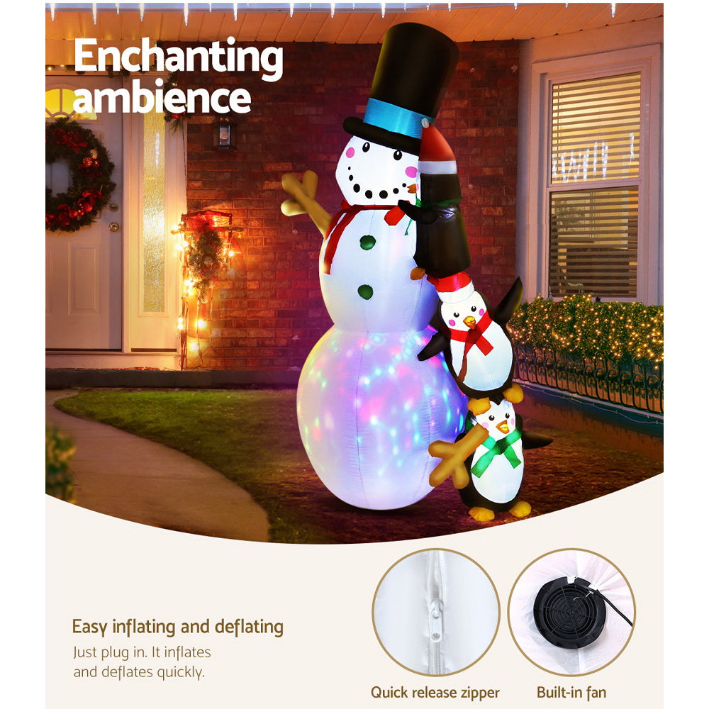 Christmas Inflatable Snowman 2.4M Xmas Lights Outdoor Decorations