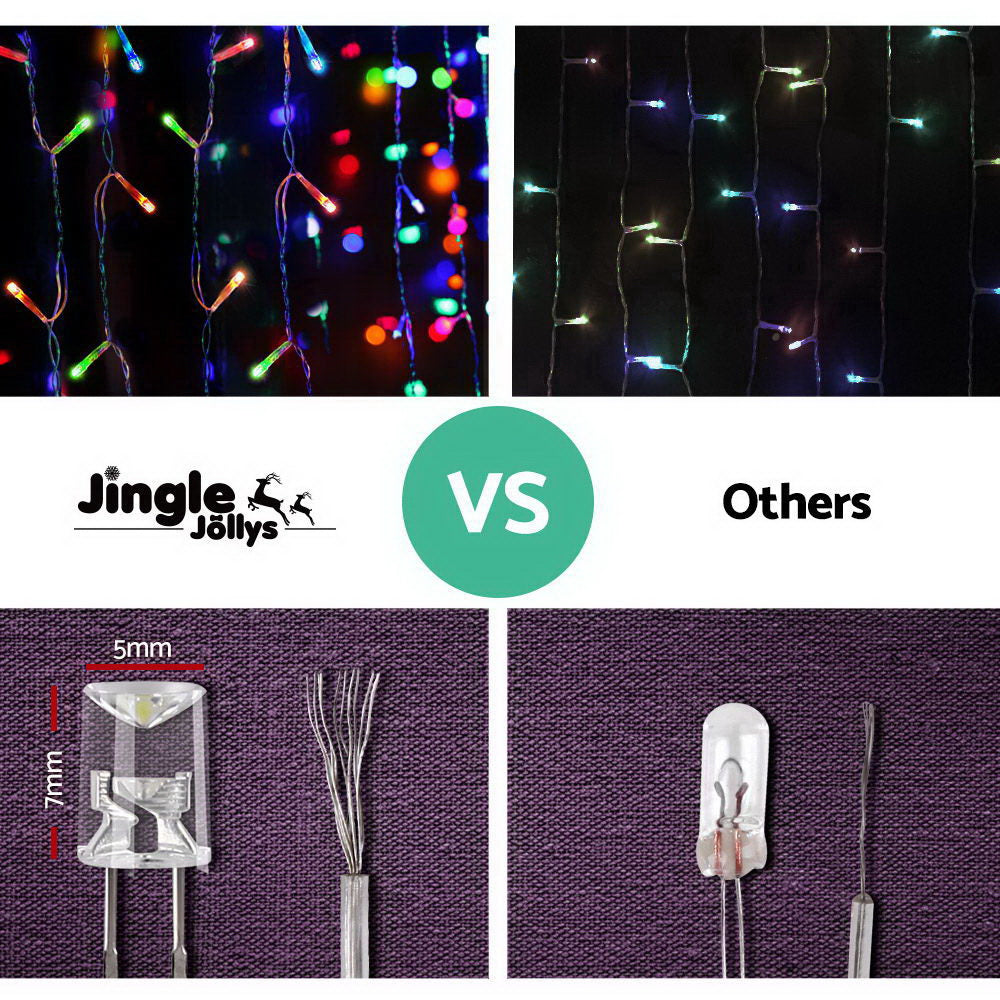 800 LED Christmas Icicle Lights Multicolour