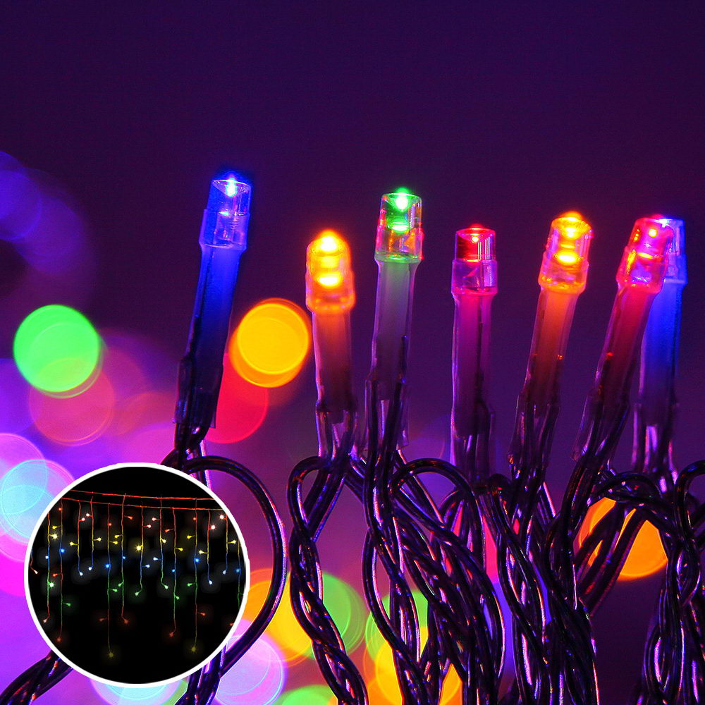 800 LED Christmas Icicle Lights Multicolour