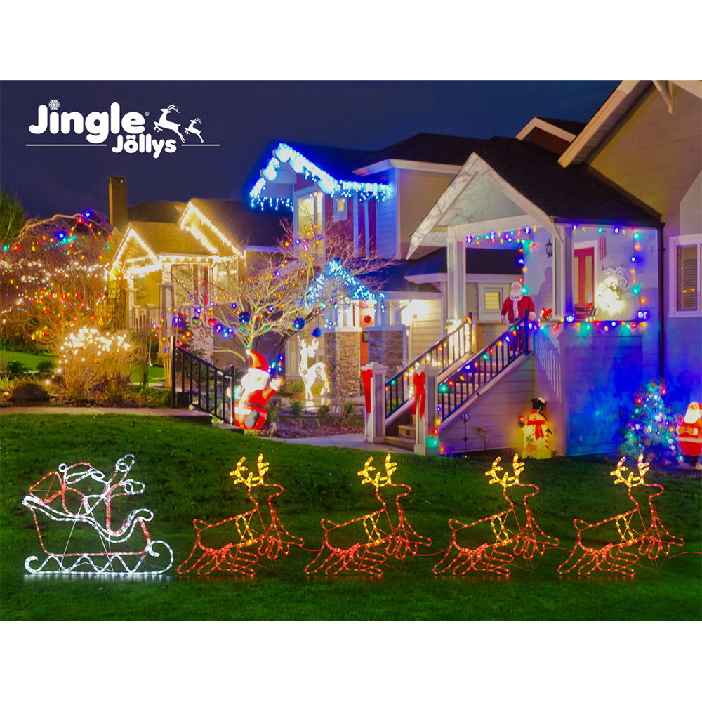 Christmas Motif Lights LED Rope Reindeer Waterproof Colourful Xmas