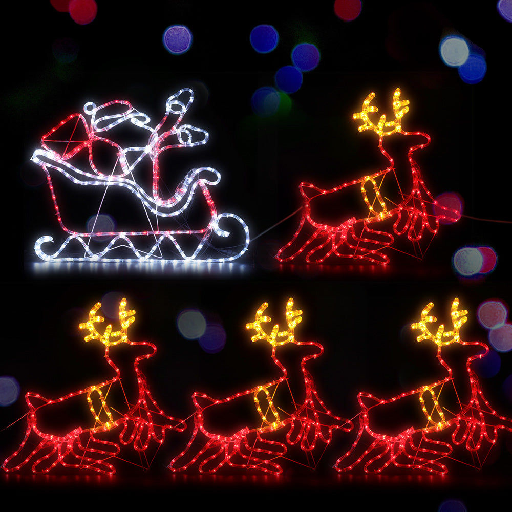 Christmas Motif Lights LED Rope Reindeer Waterproof Colourful Xmas