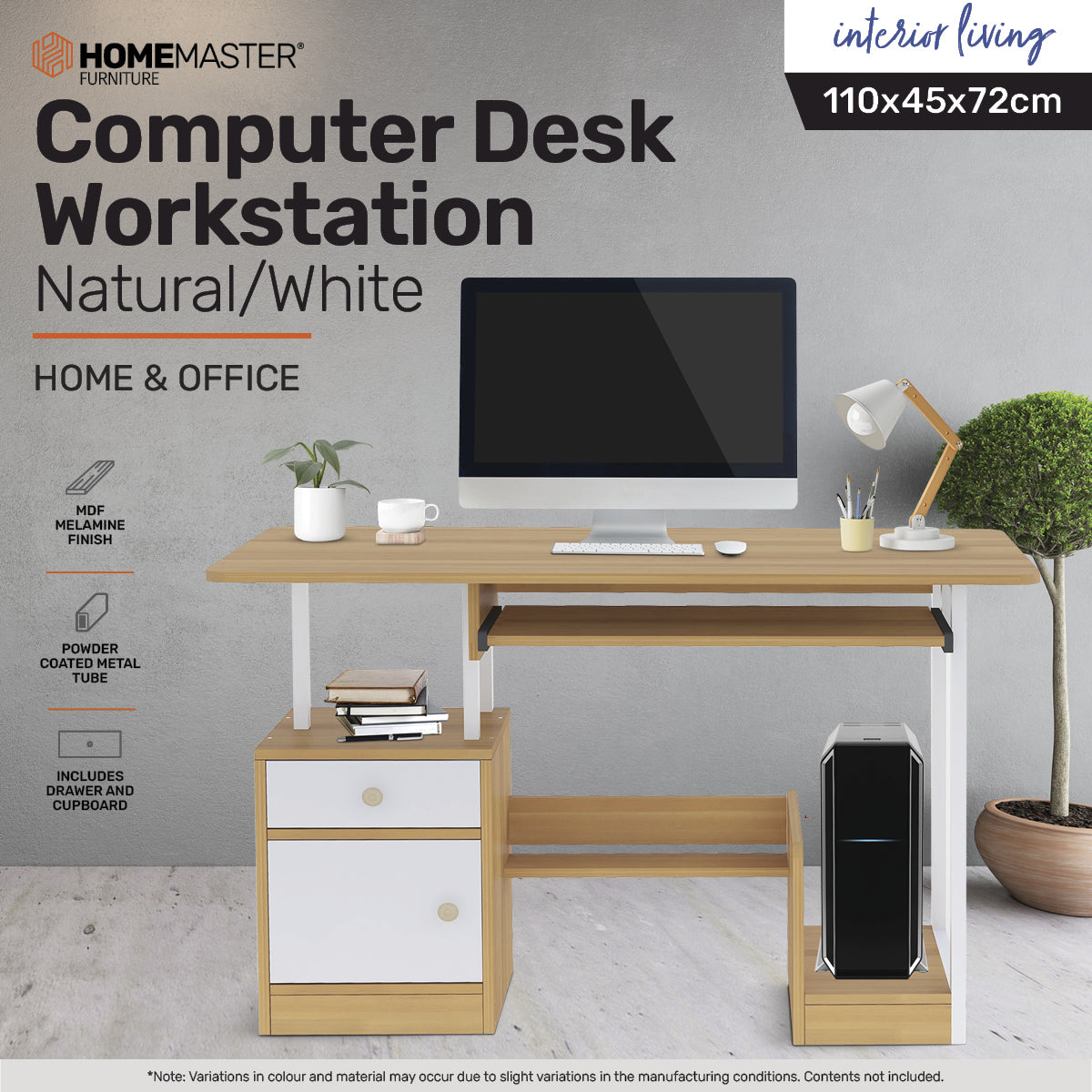 Computer Desk Workstation Storage Spacious Stylish 110 x 72cm