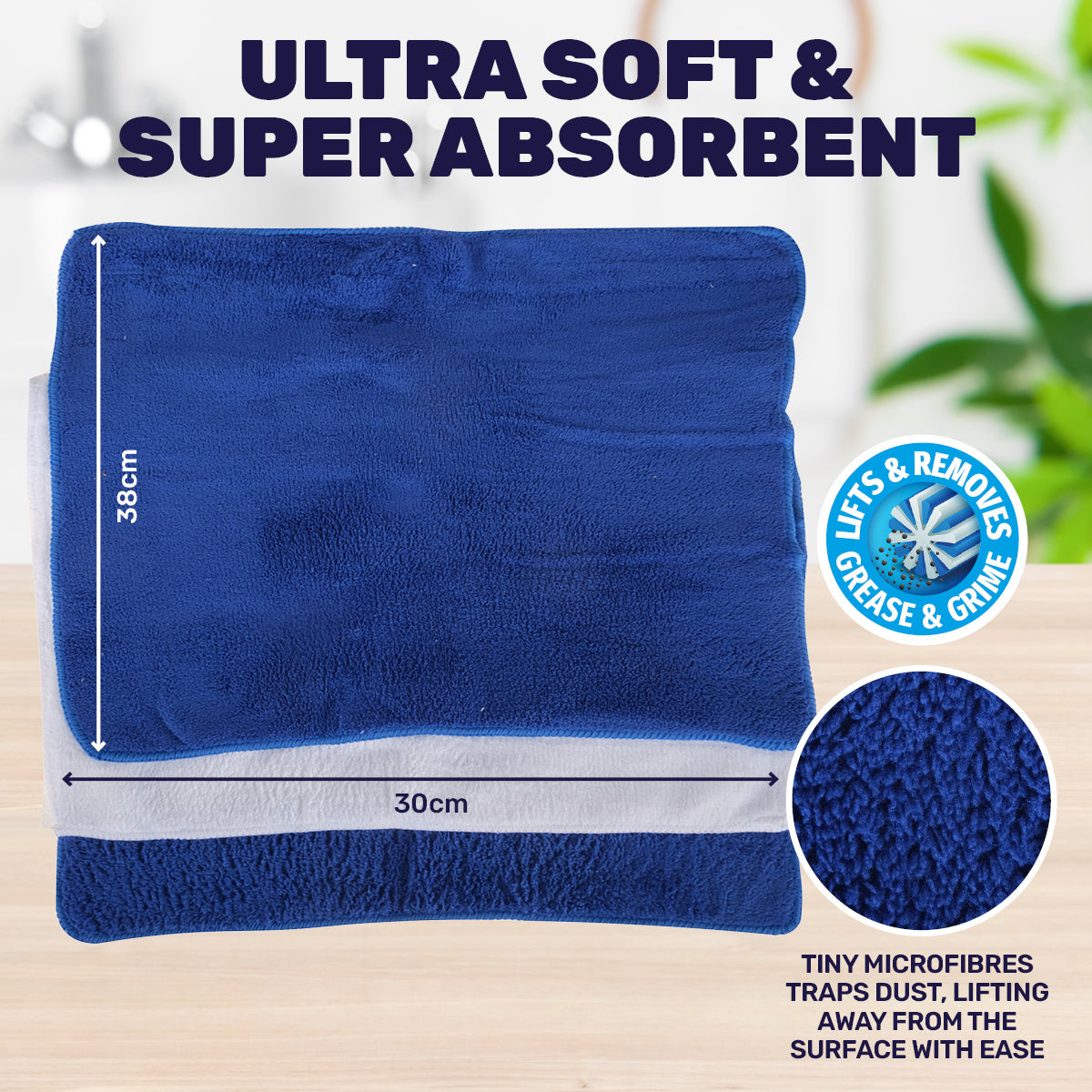 72PCE Microfibre Dusting Cloth Lint Free Super Absorbent 30 x 38cm