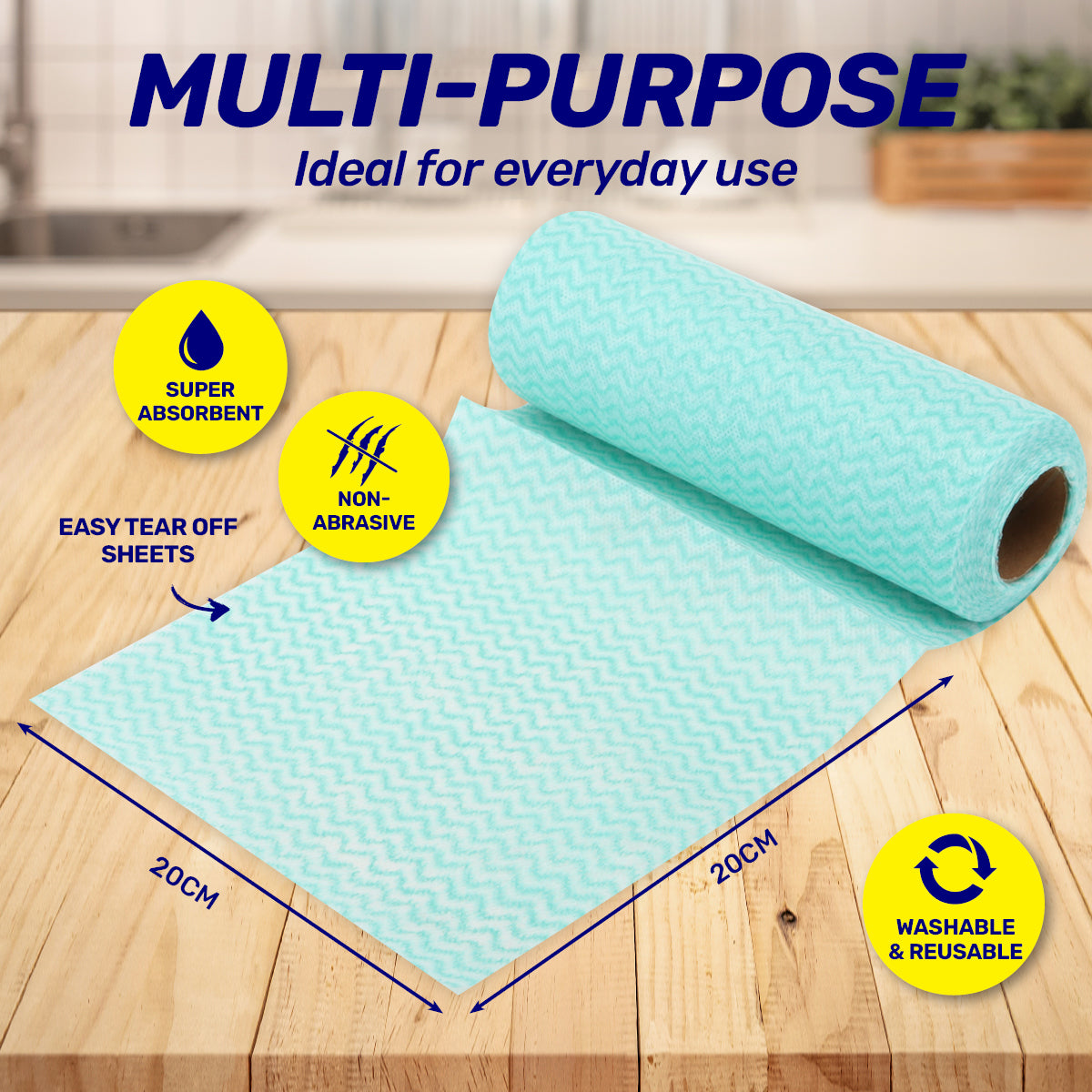 1800PCE Scented All Purpose Washcloth Rolls Non Abrasive 20 x 20cm