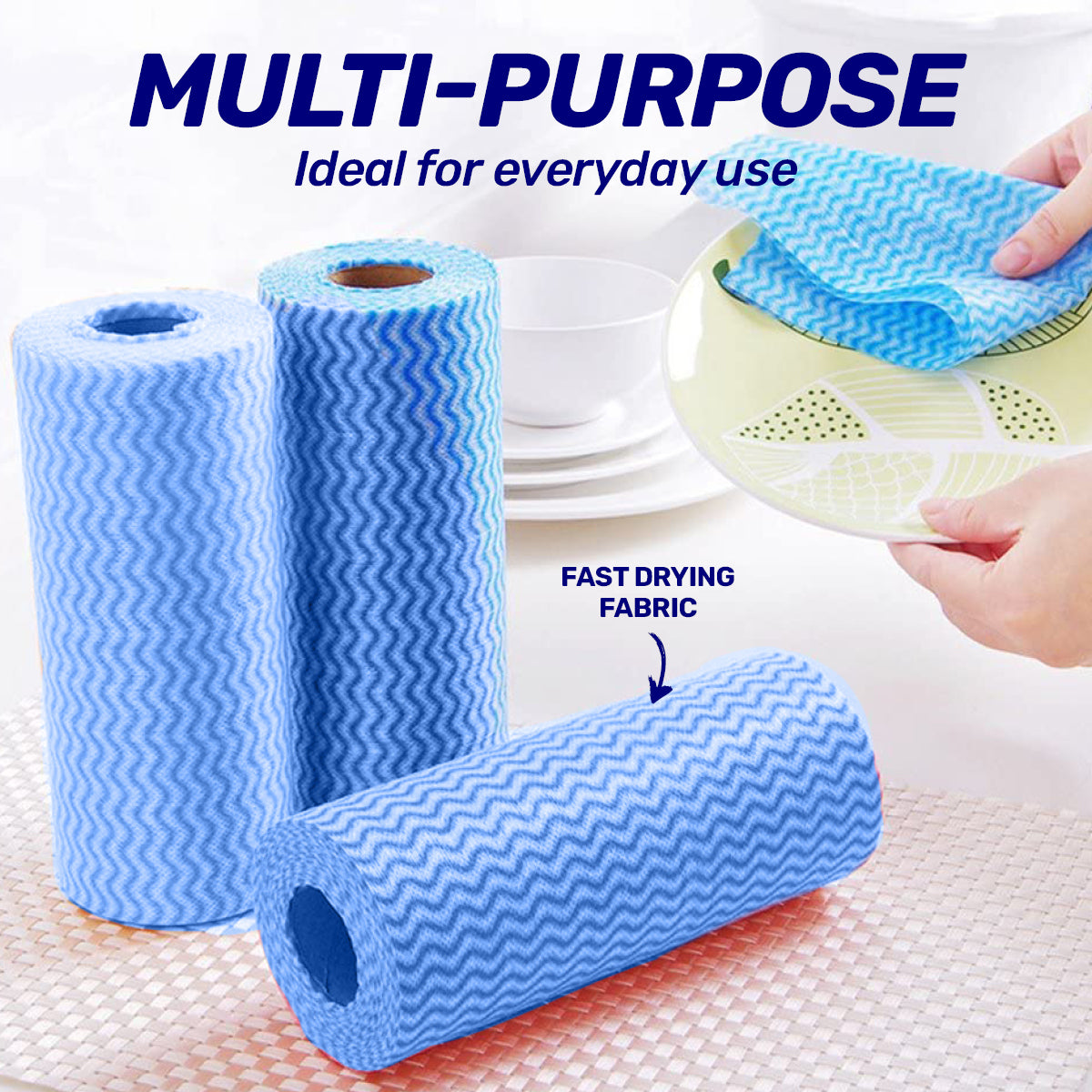 1800PCE All Purpose Washcloth Rolls Reusable Non Abrasive 20 x 20cm