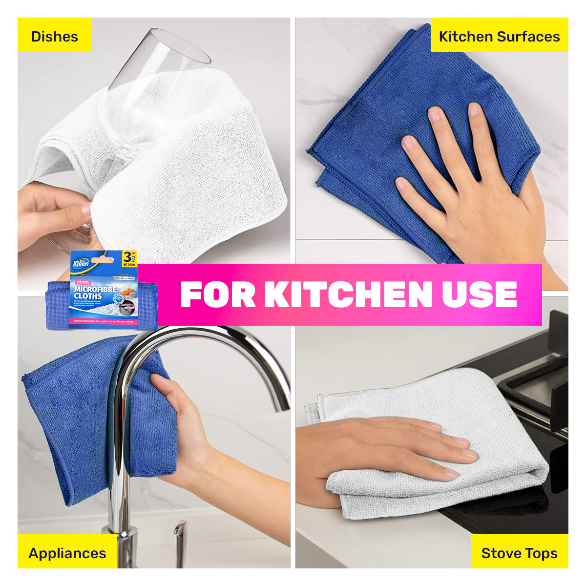 72PCE Microfibre Kitchen Cloth Lint Free Super Absorbent 30 x 38cm