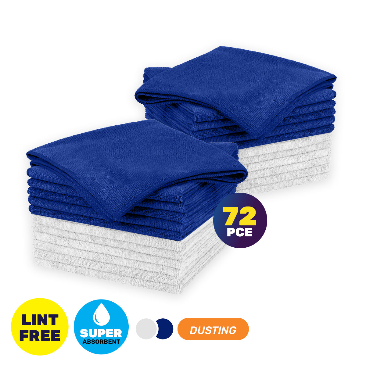 72PCE Microfibre Dusting Cloth Lint Free Super Absorbent 30 x 38cm